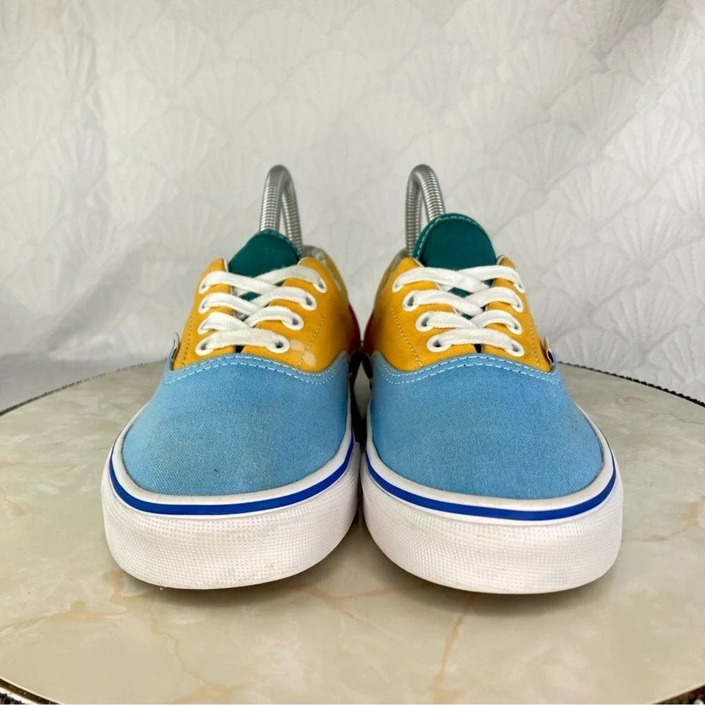 Vans Era Colorblock Canvas Skate Shoes Womens 7.5 Blue Yellow Low Top Sneakers